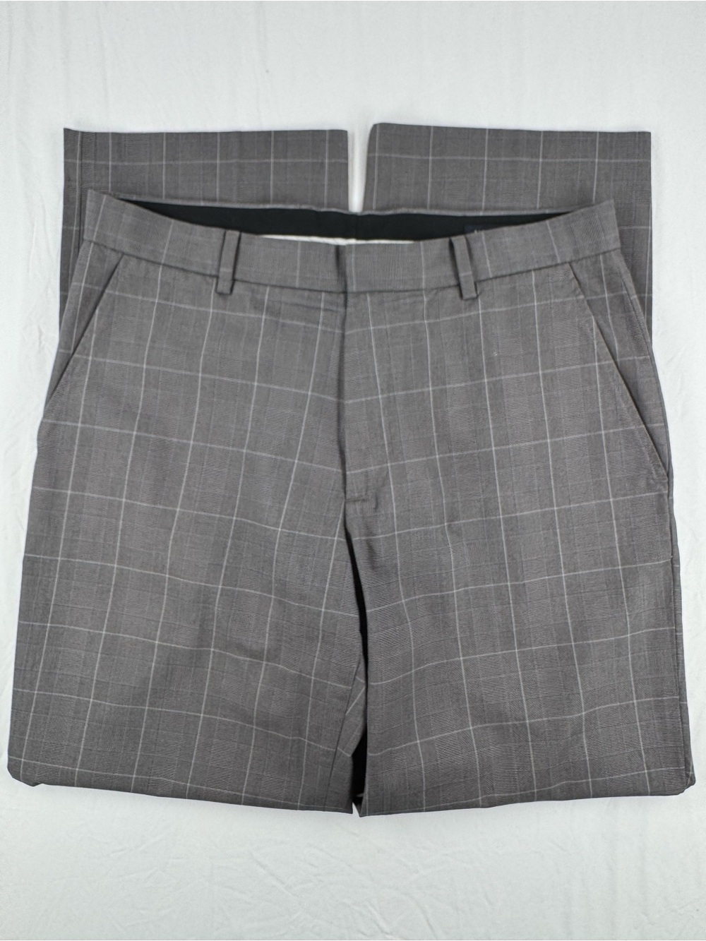 Banana Republic Modern Fit Gray Windowpane Dress Pants Size 34x32